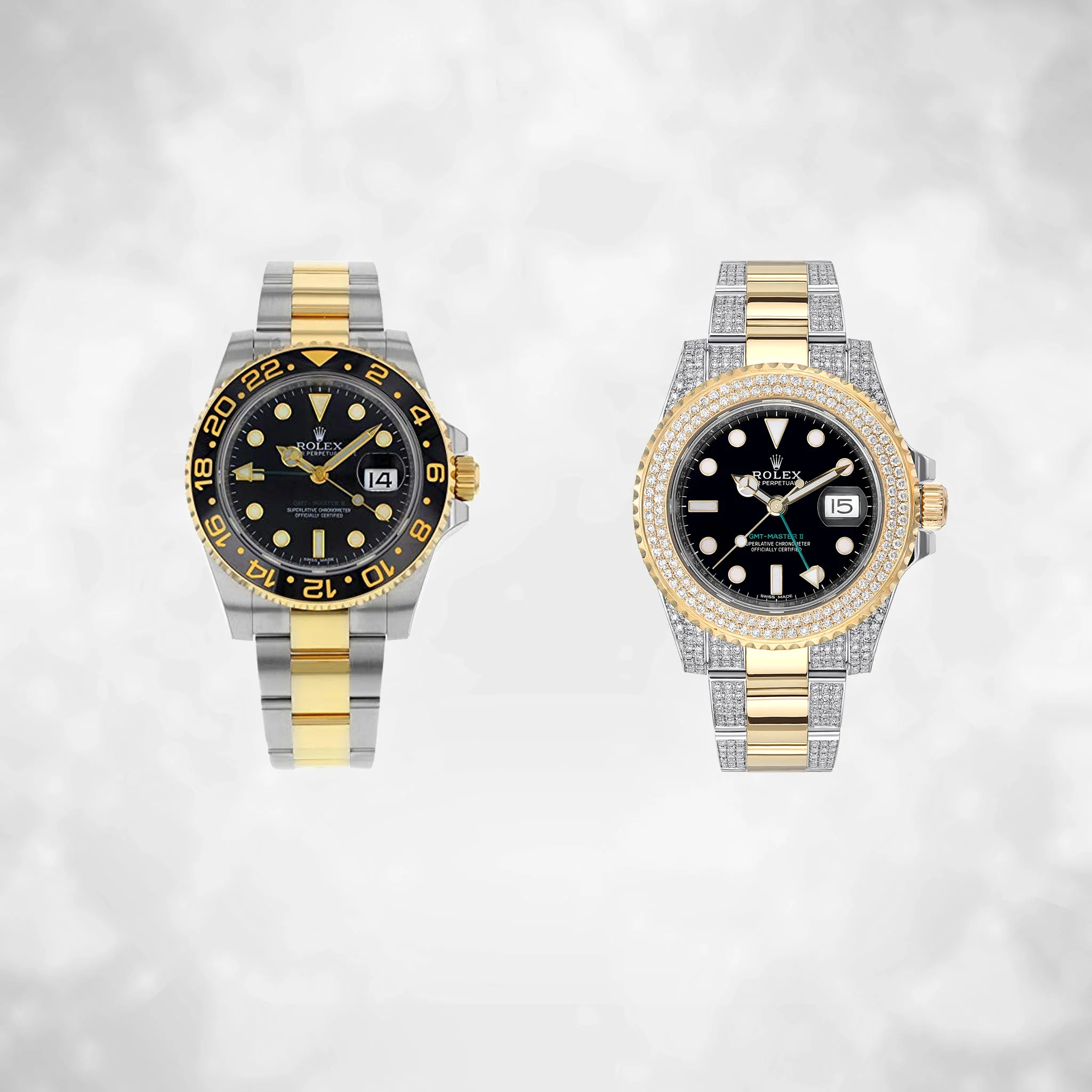 Relógio Rolex (preto - ouro branco e amarelo)