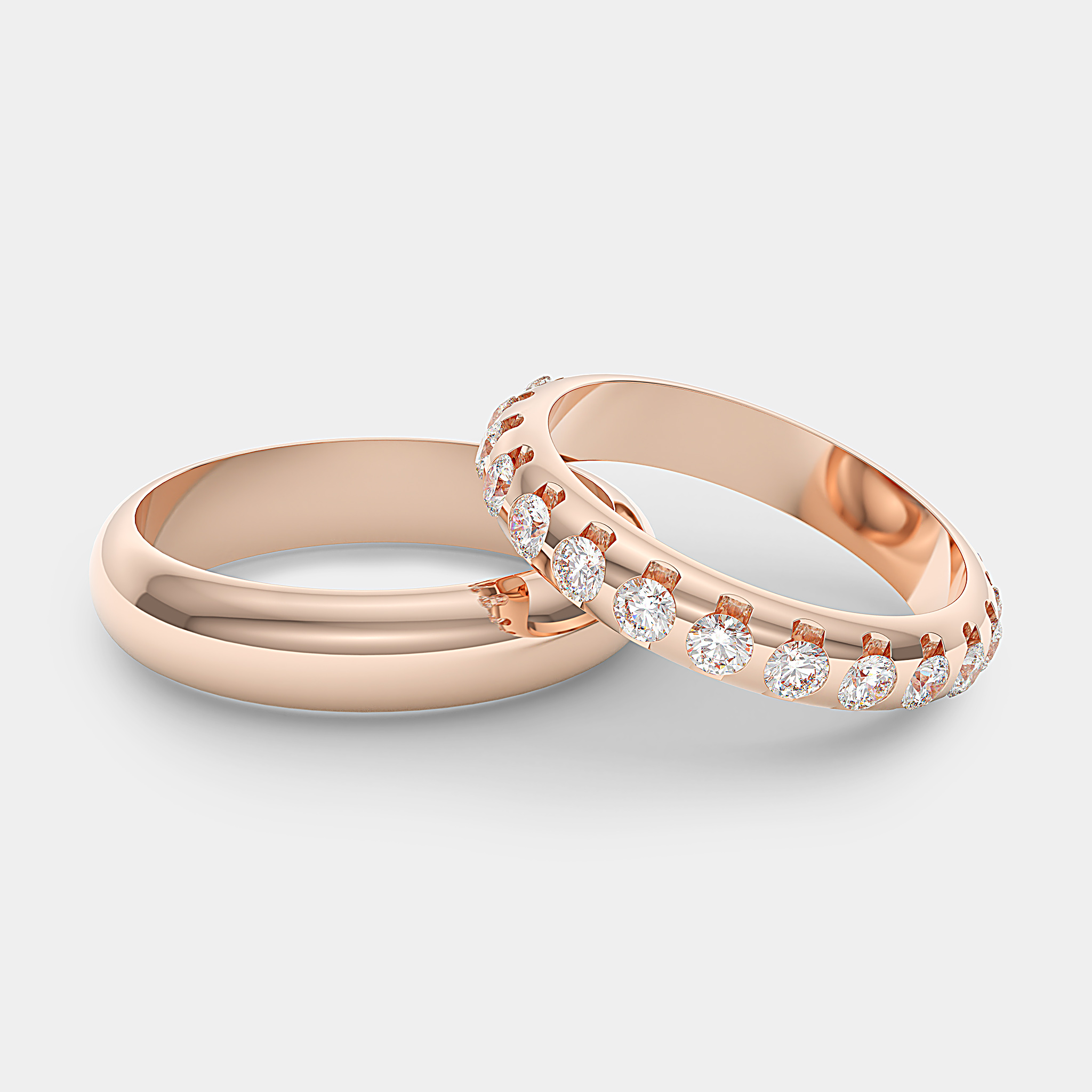 Buy the Rose Gold Modern Love Couple Rings - Silberry