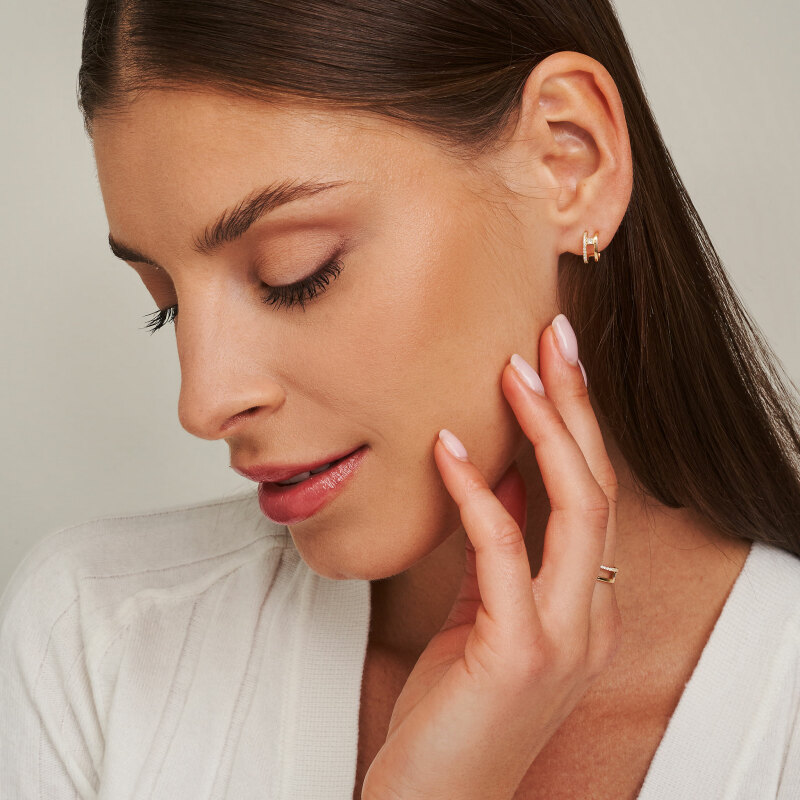 m18e1 minimal princess double stud earrings jewels