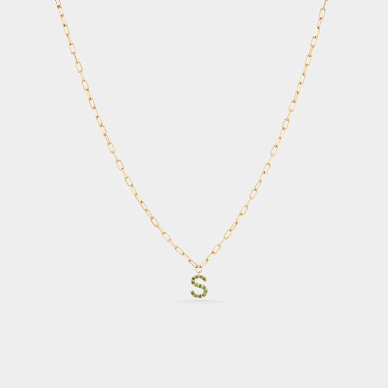 m29n5 letter green necklace jewels