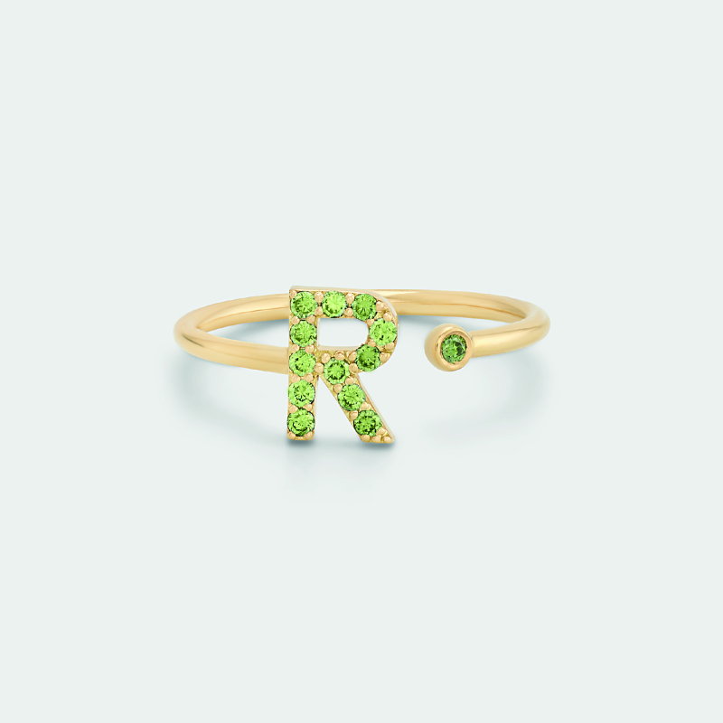 m29r1 letter green ring jewels