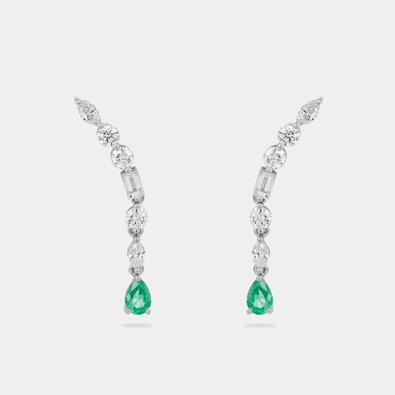 m2e4 e pear and shape emerald cascade earrings jewels