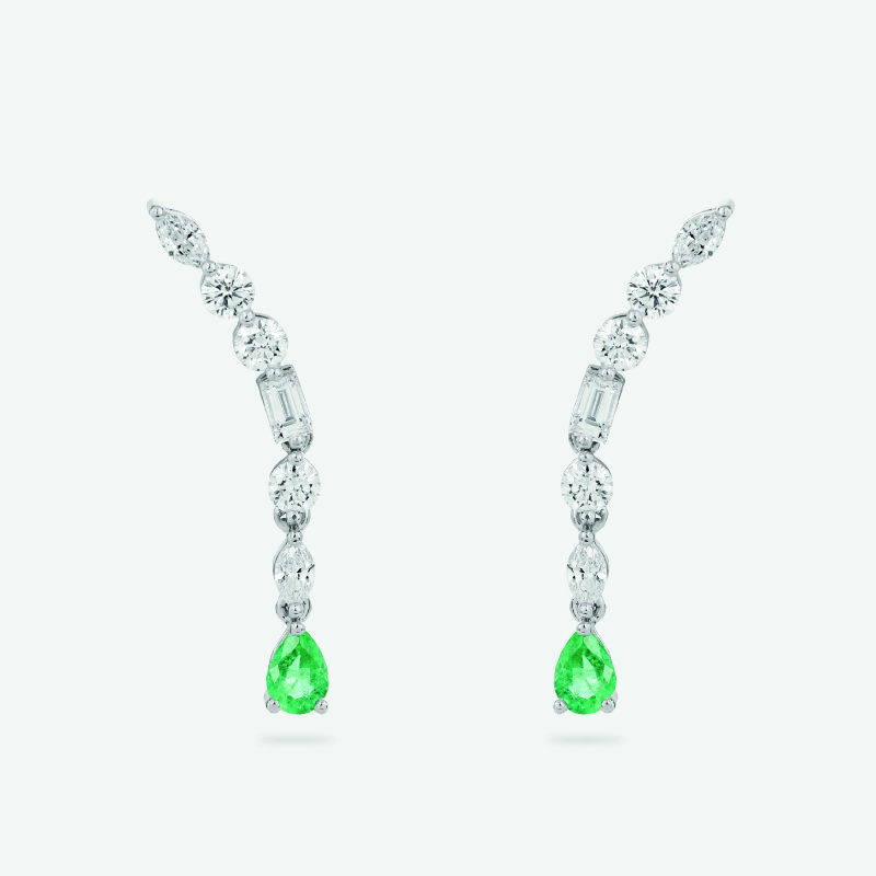 m2e4 e pear and shape emerald cascade earrings jewels