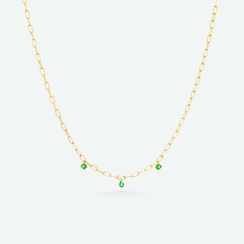 m30n1e minimal pear emerald necklace jewels