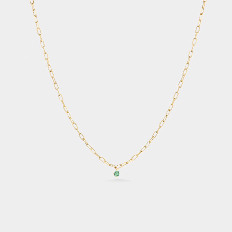 m30n4e minimal round necklace emerald i jewels