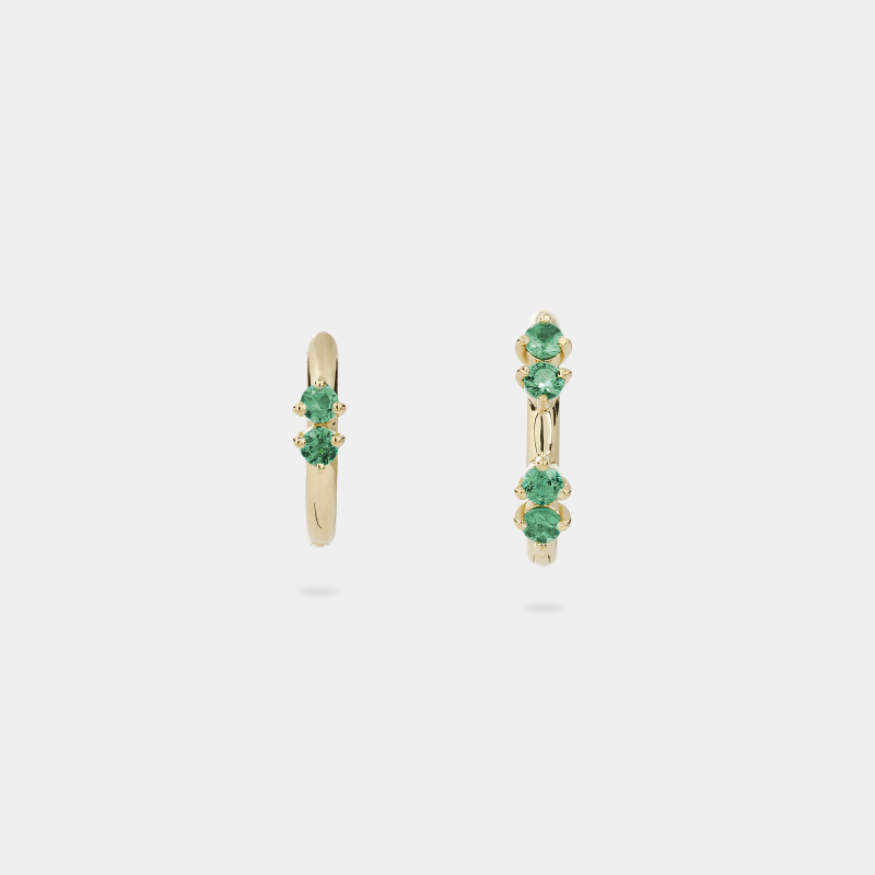 m19e4e minimal round huggies emerald jewels